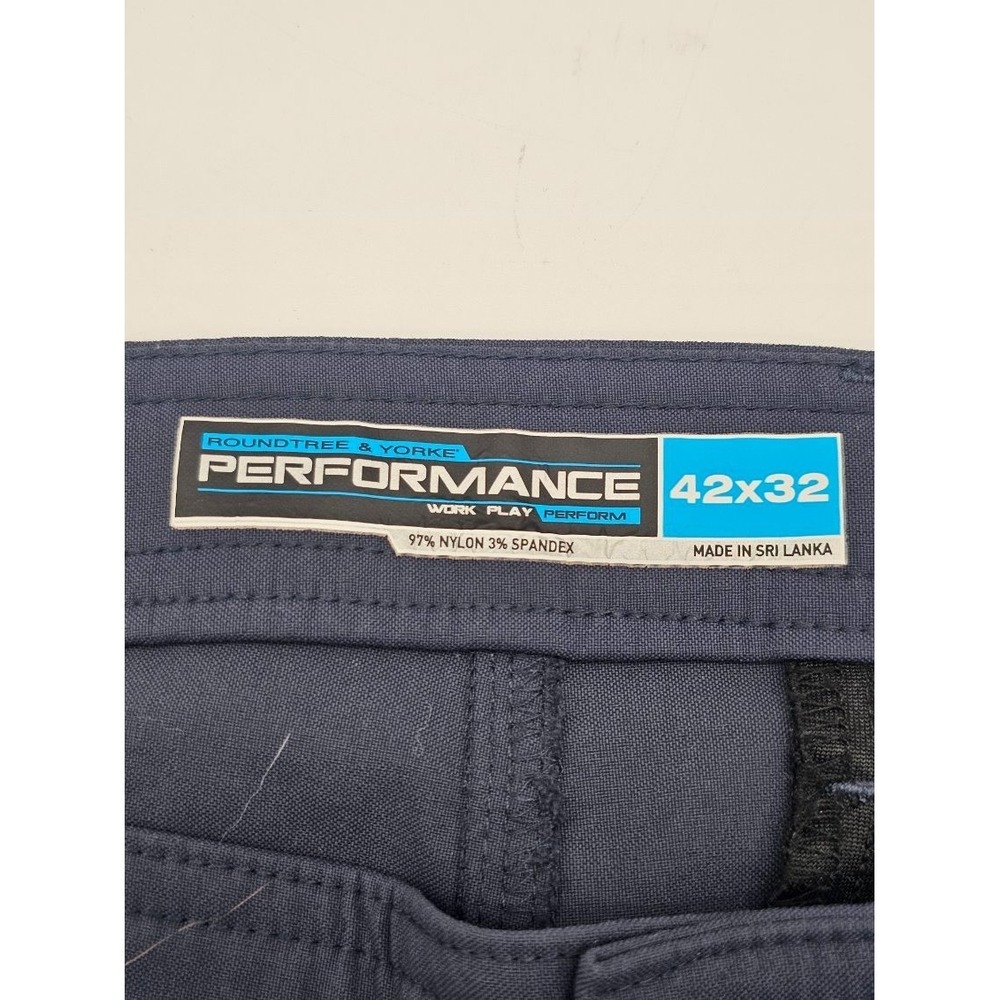 Roundtree and Yorke Pants Mens 42x32 Navy Performance Stretch Golf Work - Picture 4 of 4